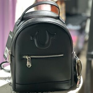 True Religion Black Leather Backpack